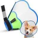 Hard & Heavy Plastic Dog Cone Collar Alternative for Medium Dogs (French Bulldog Dachshund),Pet Neck Head Protective Cone Anti-Lick, Adjustable Elizabethan Recovery Collar Cone of Shame for Healing (M(Neck Girth:11.8"-14.5"), Blue Green)