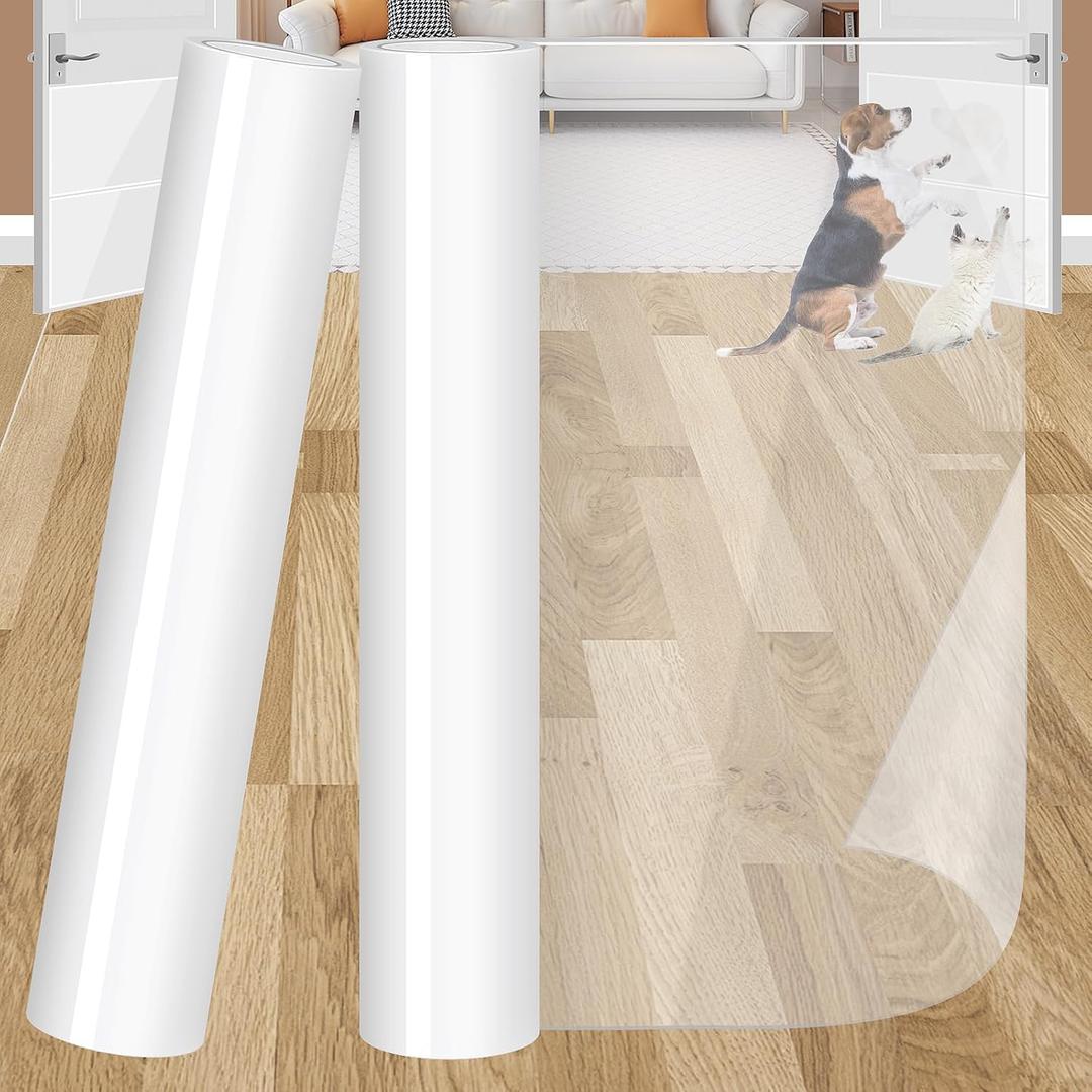 Cat Scratch Furniture Protector, Cat Couch Protector from Cat Claws, Clear Anti-Cat Scratch Tape for Furniture, Sofa, Carpet & Door, Cat Furniture Protector for Pet & Kid Safe Use, 2 Rolls, 12" x 98"