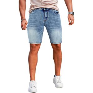 GINGTTO Men's Denim Shorts Skinny Stretch Short Jeans (Blue, 38)