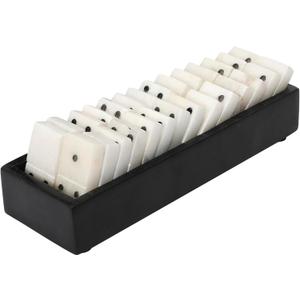 Creative Co-Op Handmade Alabaster Dominos in Soapstone Tray, Black and White