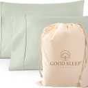 1000 TC Sage Standard Pillowcases Set of 2 100% Egyptian Cotton Pillow Cases with Long Staple Cotton & Sateen Weave, Silky Soft Hotel - Like Bed Pillow Covers for Comfy Sleeping, Snug Fit