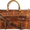 KomalC Leather Duffle Bags for Men and Women Travel Overnight Weekend sports bag holdall Gym Duffel for Men, 24 Inch