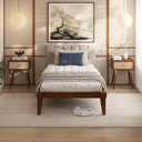 Bme Chalipa 14 Inch Bed Frame Without Headboard, Modern Minimalist Style Solid Wood Bed Frame with 12 Strong Wood Slats Support, Easy Assembly, No Box Spring Needed, Walnut, Twin