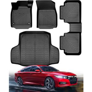 All Weather Floor Mats Cargo Liner for Honda Accord 2026 2025 2024 2023 (Include Hybrid) for Accord LX/Sport/EX-L/Touring Accessories Waterproof Nonslip Custom Front Rear Trunk Carpet Rug Set