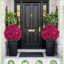 BLOSMON Faux Geraniums for Outdoor Planters, Set of 2, with Stake, Hot Pink | 29 x 19.7 Inches, Large, Topiary Trees Artificial, Fake Silk Flower Bushes for Front Porch, Outside Garden, Entryway Decor