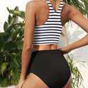 Aqua Eve Women High Waisted Bikini Set Racerback Swimsuit Two Piece Bathing Suit High Neck Swimwear (L)