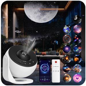 Galaxy Projector for Bedroom Pro Version, HD 12 in 1 Film Discs Star Projector Galaxy Light, Planetarium Projector with Timer, White Noise, 360  Rotation, Bluetooth, Remote Control