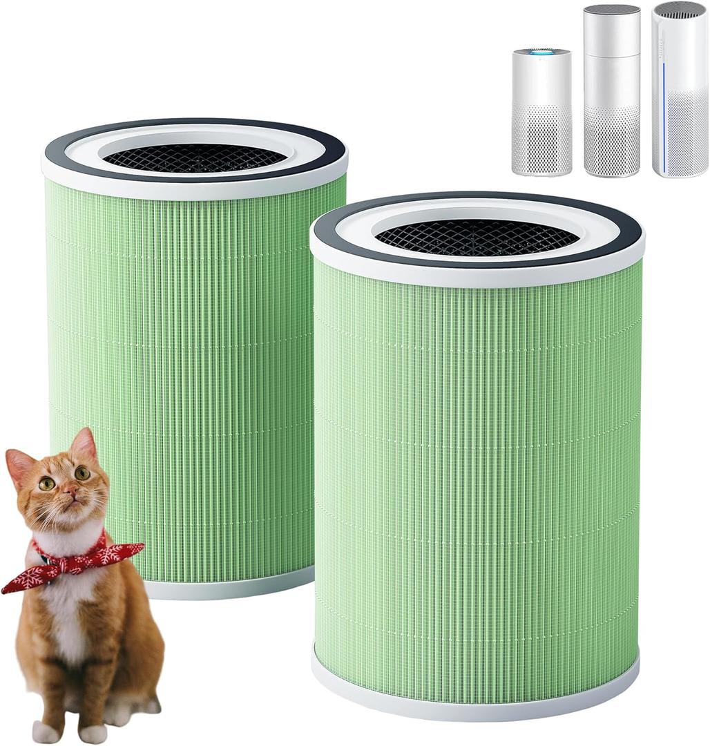 2 Pack H13 KILO Pet Replacement Filter for Afloia KILO, KILOPLUS, KILOPRO, MIRO, MIRO PRO and MORENTO MR-Kilo, 360 4-Stage Filtration, True HEPA Kalo Air Purifier, Green