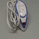 Sunbeam Hot-2-Trot Travel Steam Iron, 800 Watt Dual Voltage 120/240, Compact Size, Portable, Non-Stick Soleplate, Soft Touch Handle, Horizontal or Vertical Use, White and Blue