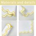 Set of 4 Rustic Embroidery Scalloped Placemats 13 x 19 Inch Cotton Linen Placemat Washable Double Layer Place Mats Tbale Decor for Kitchen Shower Banquet Party Holiday Table Decor (Yellow)