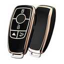 Mercedes Benz Car Key Case Cover for Mercedes Benz S Class TPU (Black-Gold Edge)