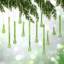 12 Pcs Mercury Glass Teardrop Christmas Ornaments Icicle Raindrop Christmas Tree Hanging Decoration Vintage Chandelier Crystal Pendant for Xmas Tree Winter Holiday Party Supplies (Green)