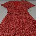 Eliza J Women's V Neck Flutter Sleeve Fit and Flare Dress (14, Red)