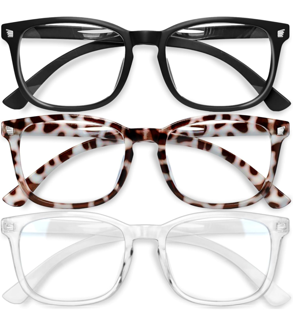 Gaoye Stylish Blue Light Glasses for Woman - Computer Glasses 99% Blue Light Blocking - Lightweight TR90 Frames - 3 pack