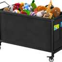 100L Large Kids Toy Box with Wheels, Toy Chest Storage Organizer for Toddlers, Boys, Girls, Toy Storage Bin for Stuffed Animals, PlayRoom, Bedroom, Nursery, Living Room, Black