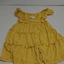 Caracilia Womens Dresses Summer 2025 Short Sleeve Square Neck Mini Dress Babydoll A-Line Ruffle Flowy Casual Beach Clothes (Medium, Yellow)