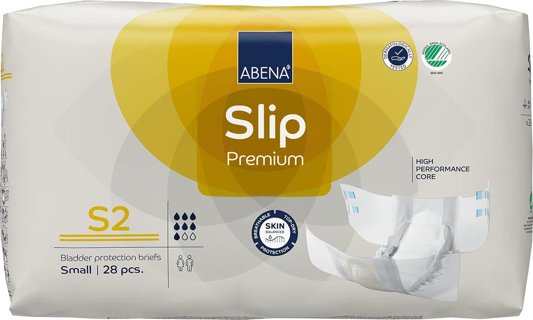 Abena Slip Premium Incontinence Briefs, Level 2, (Extra Small To Extra Large Sizes), Small, 28 Count