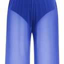 ODASDO Women Lyrical Dance Costumes Two Piece Outfit Tank Crop Tops with Mesh Wide Leg Pants Set (Medium, Royal Blue)