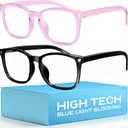 livho High Tech Blue Light Glasses - Advanced 99% Blue Light Blocking Computer Glasses - Anti Eyestrain & UV Glare Protection (*B6 Light Blcak+clear Purple)