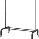 JIUYOTREE Metal Clothing Rack with Wheels, 43.3 Inches Rolling Clothes Garment Coat Rack with Bottom Shelf, Clothing Rack for Hanging Clothes, Coats, Skirts, Shirts, Sweaters, Black