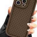 Polka Dot Phone Case for iPhone 14 Pro, Cute Aesthetic Polka Dot Design Case, Soft Silicone Slim Shockproof Protective Phone Cover for Women Girls - Brown