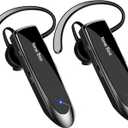 New bee [2 Pack] Bluetooth Earpiece Wireless Handsfree Headset V5.0 24 Hrs Driving Headset with Mic 60 Days Standby Time Bluetooth Headset for iPhone Android Samsung Laptop Truck Driver (Black)