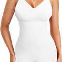 Gotoly Shapewear Bodysuit for Women Tummy Control Seamless Full Body Shaper V-Neck Waist Trainer Snatched Body Suit(White, 3X-Large-4X-Large)