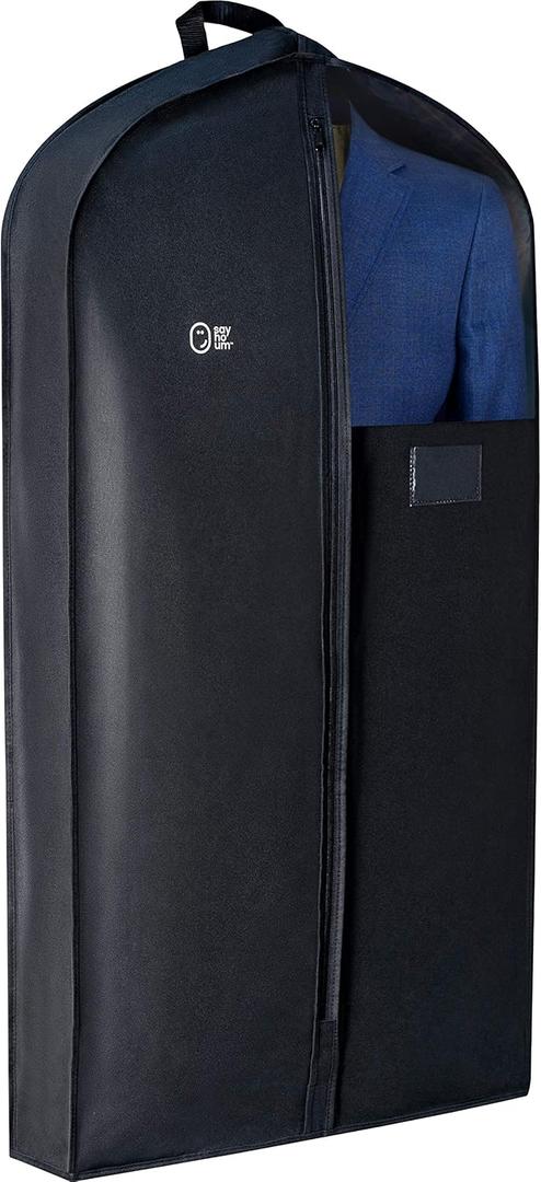 Luxury Storage Garment Bag for Men Suit, Long Women Dress, Tuxedo, Uniform | 47 Inch + 5 Inch Side Gusset | Hanging, Breathable, Foldable Clothes Cover and Protector