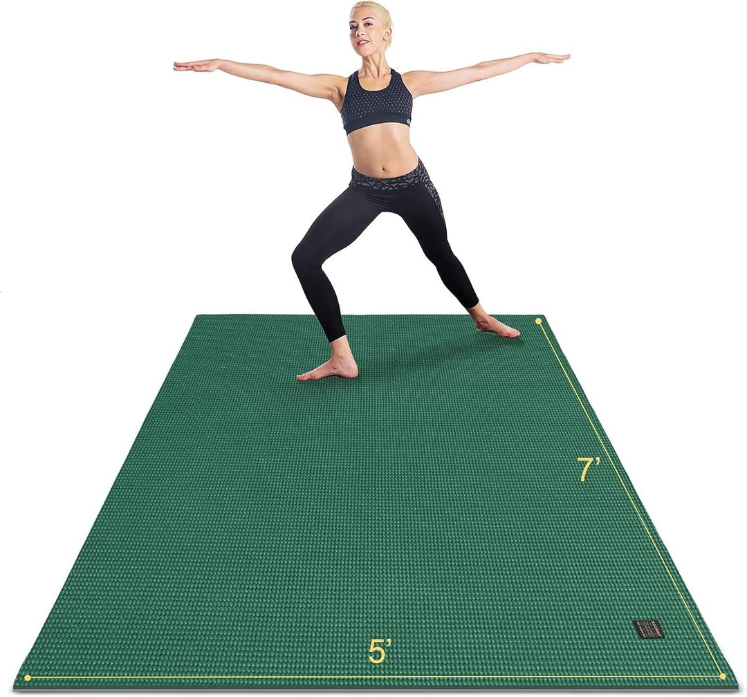 GXMMAT Large Yoga Mat 6'x4'/6'x6'/7'x5'(7mm/9mm), Extra Thick Workout Mats for Home Gym Flooring,Ultra Comfortable Non-Slip Quick Resilient Barefoot Wide Exercise Mat for Pilates,Stretching,Meditation