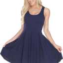 white mark Women's ''Crystal'' Fit & Flare Sundress (Medium, Navy)