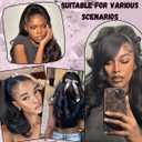 VAVANGA 6PCS Half Up Half Down Ponytail Set, 3 in 1 Kinky Straight Clip in Wrap Ponytail Hairpiece Black 16inch Long Thick Yaki Pony Tail with Clip in Hair Pieces for Women - #1B, 16"