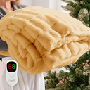 Homemate Electric Heated Blanket Twin Size  62"x84" Heating Blanket Twin Size 1/2/4/6/8 Hours AutoOff 10 Heat Level OverHeat Protection Flannel Sherpa ETL Certification