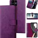 DuckSky Compatible with Samsung Galaxy S25 Ultra Genuine Leather Wallet caseRFID Blocking4 Credit Card HolderReal Leather Flip Folio Book Phone case Cover Women Men for S25 Ultra case Purple