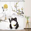 Funny Frog Shower Curtain Bathroom Set 71Wx71H Inches Asian Style Traditional Landscape Scenery Japanese Golden Plum Blossom Sun Bath Accessories Mountain Art Home Decor Fabric 12 Pack Hooks