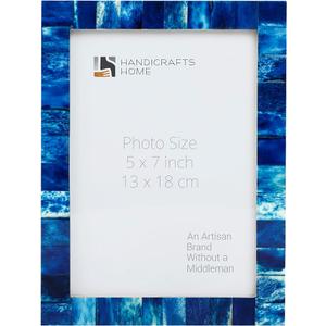 Handicrafts Home 5x7 Navy Blue Picture Frame – Handmade Photo Frame for Home Decor, Coastal Wall Decor, Modern Decor, Christmas & Winter Decor, Rustic Bone Inlay Frames Farmhouse Shelf & Living Room