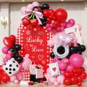 Lucky In Love Bachelorette Party Decorations, 146Pcs Red and Pink Vegas Bachelorette Party Balloon Arch Garland Kit for Valentines Day Bridal Shower Casino Bach Party Wedding Decor