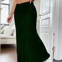 HELYO Women's Elegant Casual Work Business Summer High Waisted Dress Skirts Boho Flowy A Line Long Maxi Skirt S39 (Green, M)