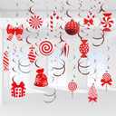 CCINEE 30 Sets Christmas Candy Cane Hanging Swirl Decorations, Paper Candy Land Decor for Christmas Birthday Party Holiday Home Ornaments