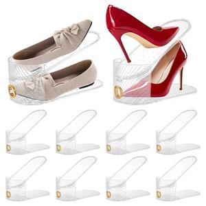keappubest Shoe Slot Organizer 10 Pack - Shoe Slots，Can Save 50% of Shoe Stackers Space，Adjustable Shoe Stacking Device, Double-Layer Design for Shoe Slots Organizer for Closet. (Clear, 10 Pack)