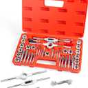 EFFICERE 40-Piece Premium Tap and Die Set, SAE Unified Screw Thread, Size #4 to 1/2 | Include UNC Coarse, UNF Fine and NPT Threads | Essential Threading Tool Kit with Complete Handles and Accessories (40-Pc. SAE Unified Set)