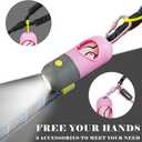 Dog Waste Bags Holder with LED Flashlight Doggie Poop Bags Dispenser with 13 Rolls Leak-Proof Pet Trash Bags Rechargable USB Cable(Pink)