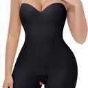 SHAPESHE Strapless Shapewear Bodysuit for Women Compression Tummy Control Seamless Shapewear Full Body Shaper Bodysuit (Black, M)