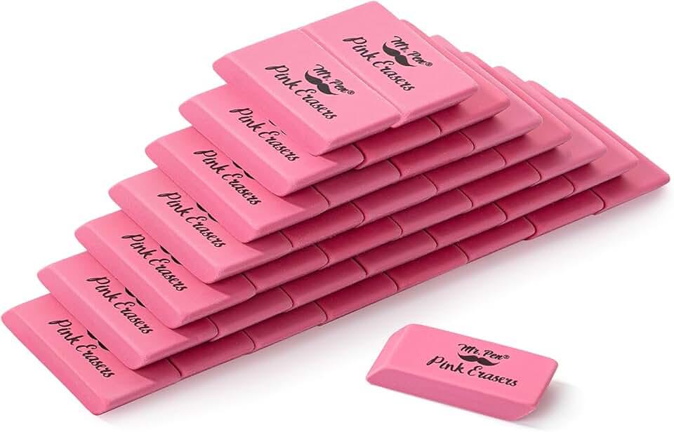 Mr. Pen- Pencil Erasers, 36 Pack, Pink, Large, Block Erasers for School, Pencil Erasers Bulk
