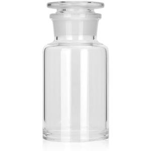 Kestun Lab Glass Reagent Bottle,Wide Mouth Glass Storage Bottle with Ground Stopper (Clear, 250ML)