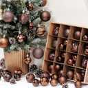 64 Pcs Neutral Brown Christmas Ball Ornaments Glitter Matte Brown Xmas Bulbs Ornaments 1.6/1.97/2.4 Inch Rustic Xmas Baubles Assorted Size Modern Christmas Decoration for Tree Home Indoor Decor