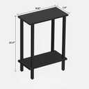 TUTOTAK Small Side Table, Narrow End Table, Skinny Sofa Table, Slim Nightstand, Couch Table, Living Room, Bed Room, Black TB01BK062, 2-Tier7.9"D x 15.8"W x 22.5"H