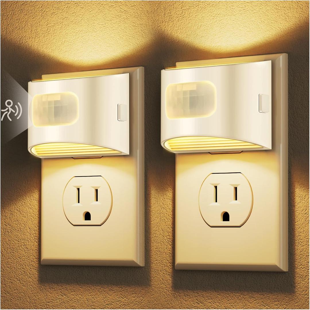 DORESshop LED Night Light[2 Pack], Night Lights Plug into Wall, 3 Mode Motion Sensor Night Light Plug in, Dusk to Dawn Sensor, Nightlights for Adults, Bedroom, Bathroom, Hallway, White Cover