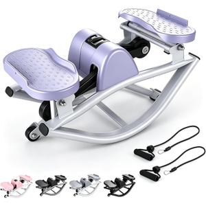 Rock Stepper Side to Side – Lateral Stepper & Glute Trainer with Resistance Bands, Low Impact Side to Side Stepper for Home Exercise, Quiet Step Rocker Machine No Assembly 250LBS