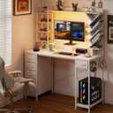 YOSHOOT 47.24" Gaming Computer Desk with Hutch, 6 Drawers, White, 18.9"D x 47.24"W x 62.2"H