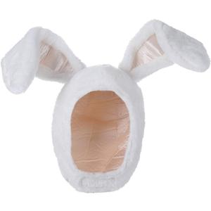 Plush Fun Bunny Ears Hood Women Costume Hats Christmas Gift Warm Soft and Cozy (White)